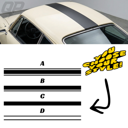 Universal 3" Roof Stripe Kit | Premium Vinyl Racing Stripes - sku-51414425370756-sku-51414425403524-sku-51414425436292-sku-51414425469060-sku-51421955457156-  DRIVEN - 1