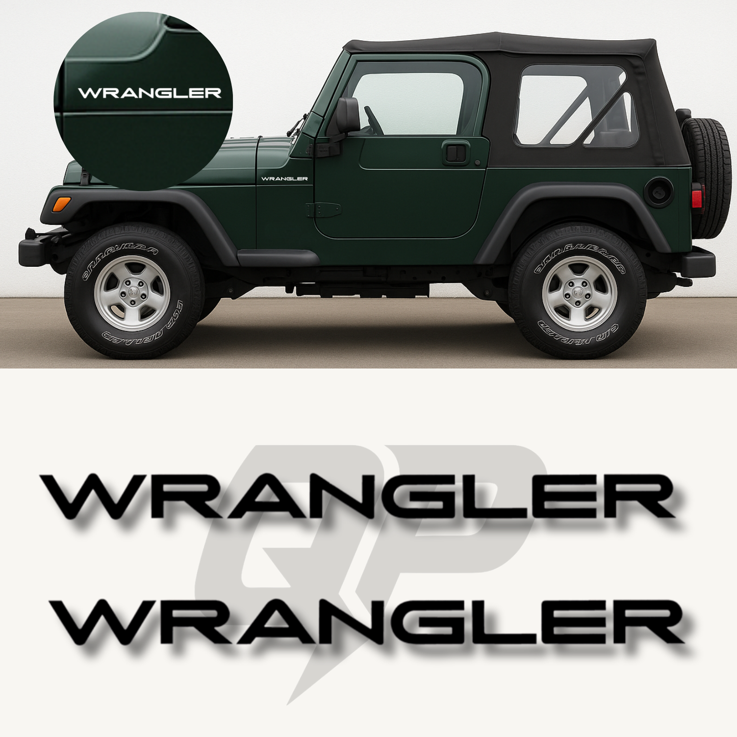 Wrangler TJ Name Decal Set (1997–2005) - QJ-YJ-9705-J166-BK-1-QJ-YJ-9705-J166-BK-2-sku-51327256887428-sku-51327256920196-sku-51327256952964-  DRIVEN - 1
