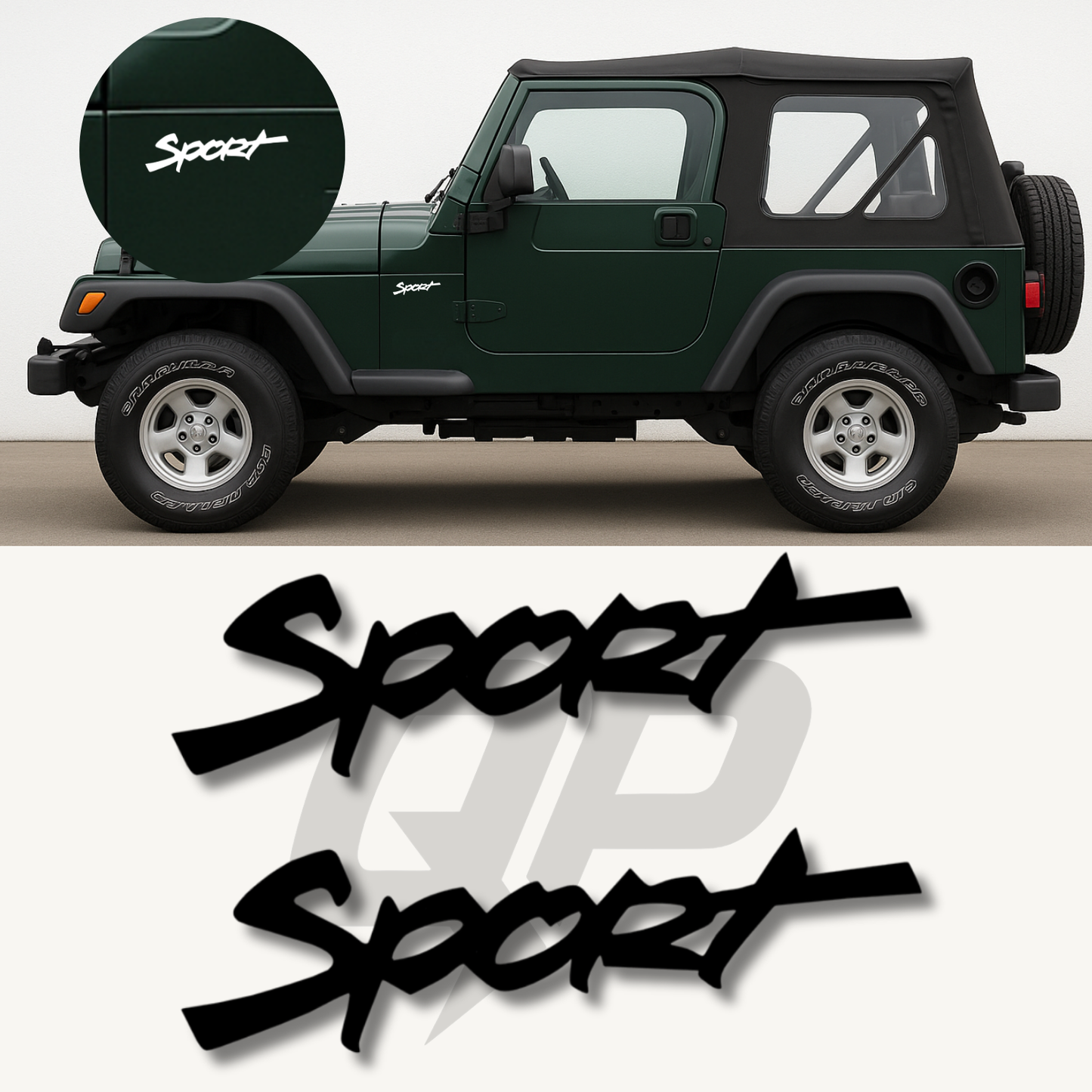 Wrangler TJ Sport Decal Set (1999–2002) - QJ-TJ-9902-J209-BK-1-QJ-TJ-9902-J209-BK-2-sku-51327261671556-sku-51327261704324-sku-51327261737092-  DRIVEN - 1
