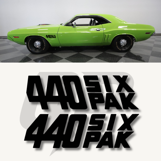 1970 Dodge Challenger 440 SIX-PAK Fender Decal Set – OEM Style Pair - QG-CDCL-70-534-MBK-1-QG-CDCL-70-534-MBK-2-  DRIVEN - 1