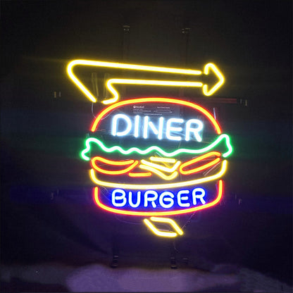 Diner Burger Turn Right Arrow Neon Signs - MEXC083-  DRIVEN - 1