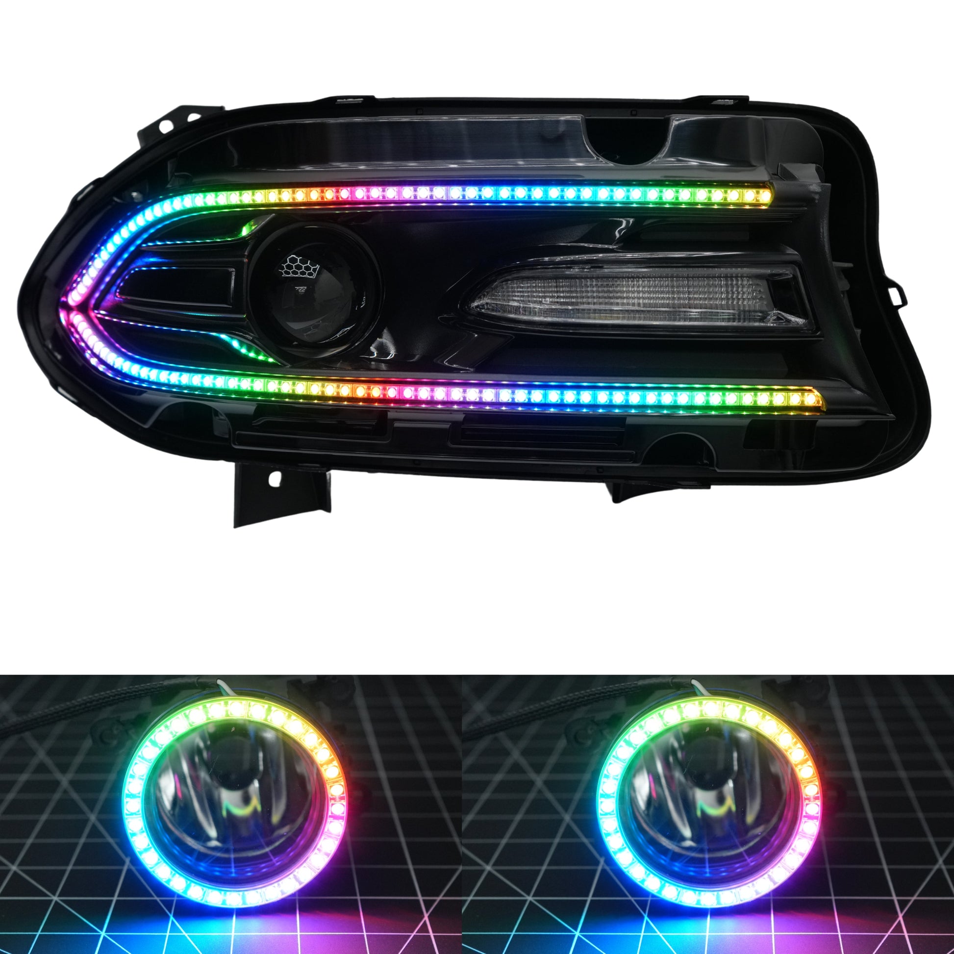 Dodge Charger Flow Series DRL Boards (2015-2024) - E18 | A21 | P2   - BX12-E18 | B10 | A23 | A21 | P2   - BX12-E18 | D17 | A23 | A21 | P2   - BX12-E18 | D14 | A23 | A21 | P2   - BX12-E18 | B13 | A21 | P2   - BX12-  DRIVEN - 18