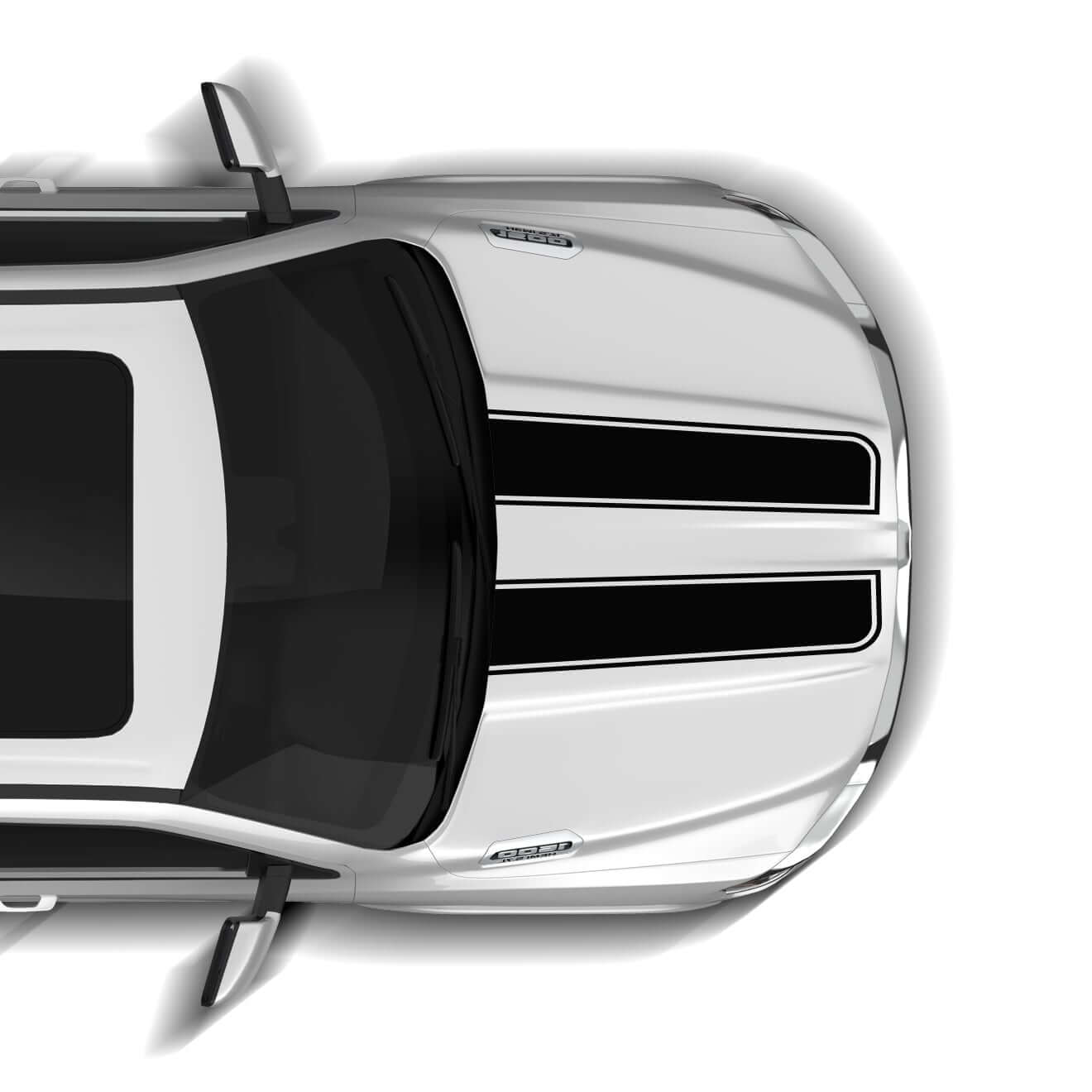 Double line hood decals graphics compatible with Dodge Ram - 2985Black-2985White-  DRIVEN - 1