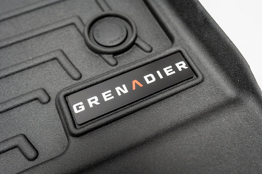 "Grenadier" Weathertech Floor Mat Logo (Etched Acrylic) - Universal - sku-51729148772671-UNIVERSALWT-GRENADIER-SI-UNIVERSALWT-GRENADIER-BK-UNIVERSALWT-GRENADIER-RD-  DRIVEN - 1