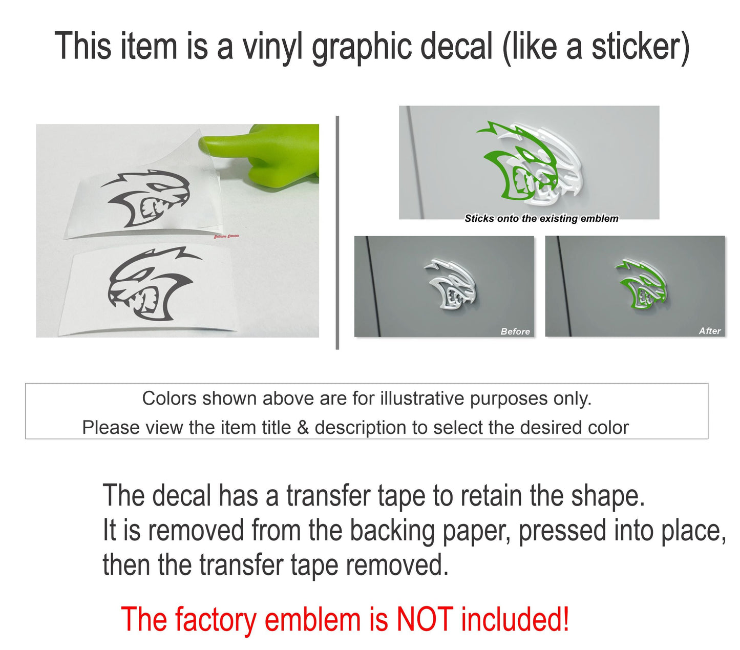 Hellcat Emblem Overlay Decals (pair) - 19-23 Challenger SRT Hellcat - sku-44666394935483-sku-44666395033787-sku-44666395132091-sku-44666395230395-sku-44666395328699-  DRIVEN - 6