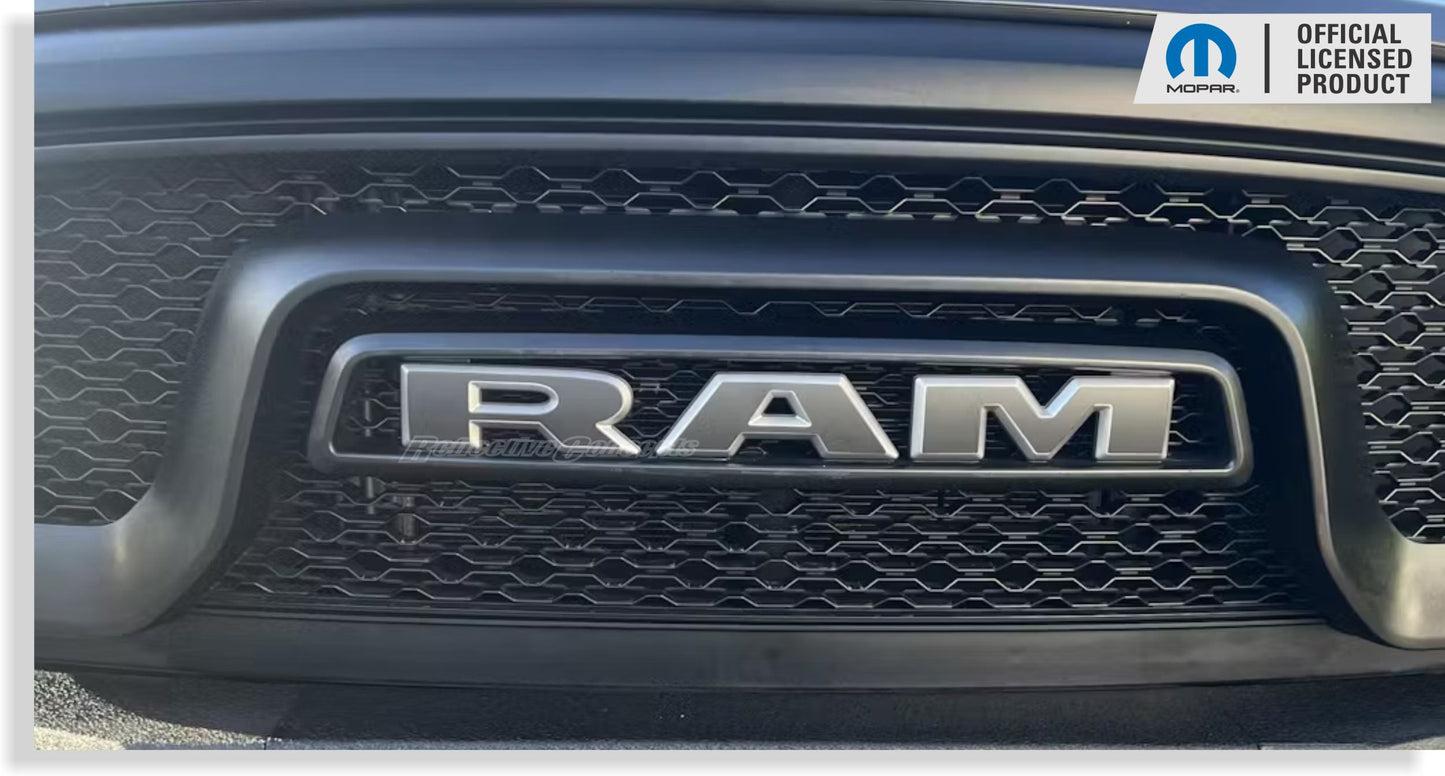 RAM Grille Emblem Overlay Decal   - 2019-2024 Ram 1500 Classic Warlock - Ram:ClassicWarlock-Front-01-Ram:ClassicWarlock-Front-03-Ram:ClassicWarlock-Front-02-Ram:ClassicWarlock-Front-04-Ram:ClassicWarlock-Front-05-  DRIVEN - 4