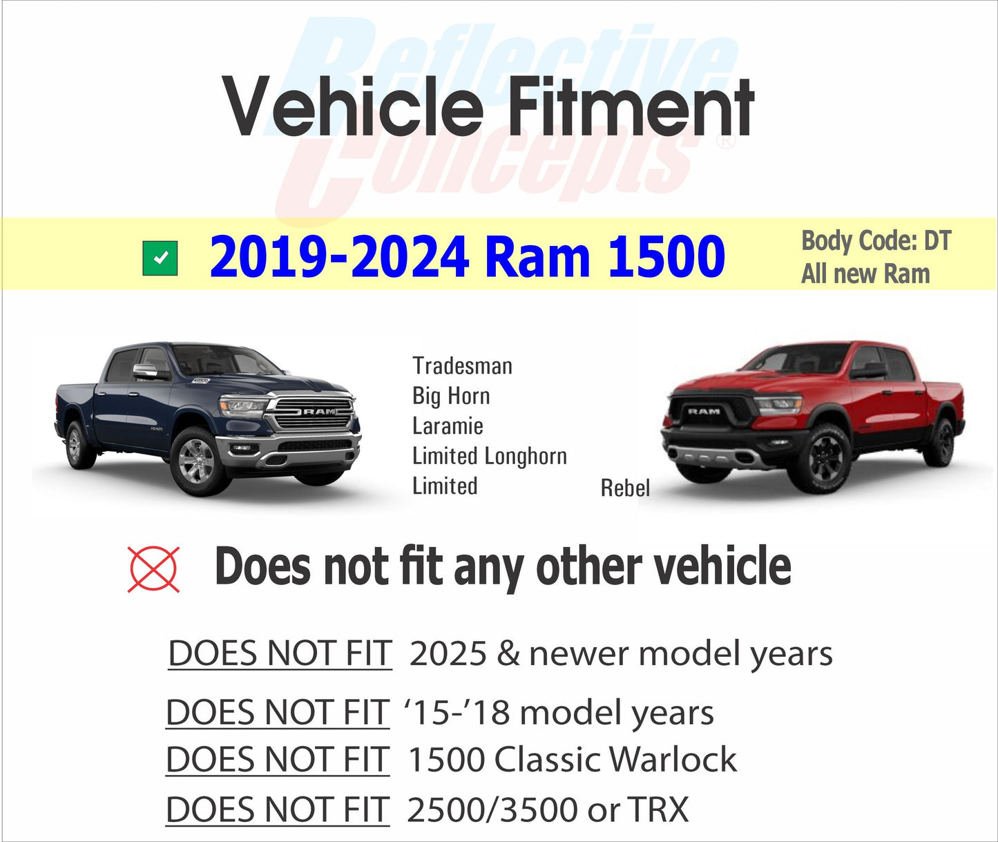 RAM Grille Emblem Overlay Decal   - 2019-2024 Ram 1500 - sku-43596718014651-sku-43596718047419-sku-43596718080187-sku-43596718112955-sku-43596718145723-  DRIVEN - 4