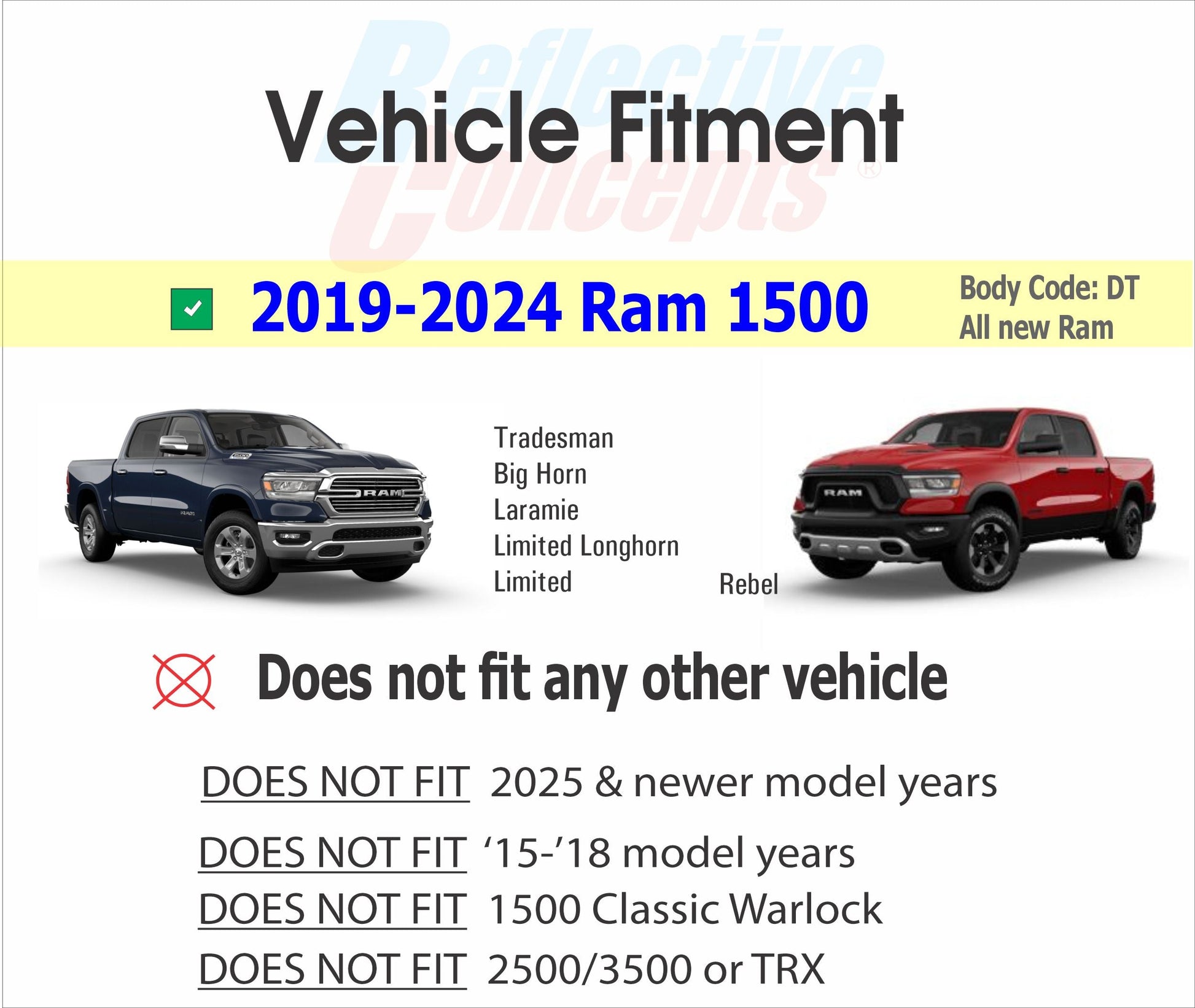 RAM Grille Emblem Overlay Decal   - 2019-2024 Ram 1500 - sku-43596718014651-sku-43596718047419-sku-43596718080187-sku-43596718112955-sku-43596718145723-  DRIVEN - 4