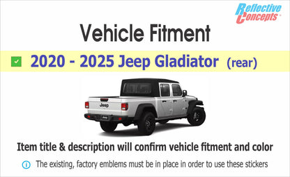 Tailgate JEEP Emblem Overlay Decals  - 2020-2025 Gladiator - Gladiator:Jeep-R-01-Gladiator:Jeep-R-02-Gladiator:Jeep-R-03-Gladiator:Jeep-R-04-Gladiator:Jeep-R-05-  DRIVEN - 4