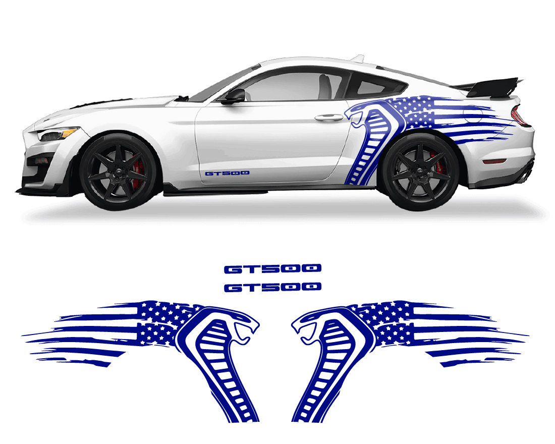 Ford Mustang Cobra USA Flag GT500 Graphics - sku-50951638352004-sku-50951638384772-sku-50951638417540-sku-50951638450308-sku-50951638483076-  DRIVEN - 2