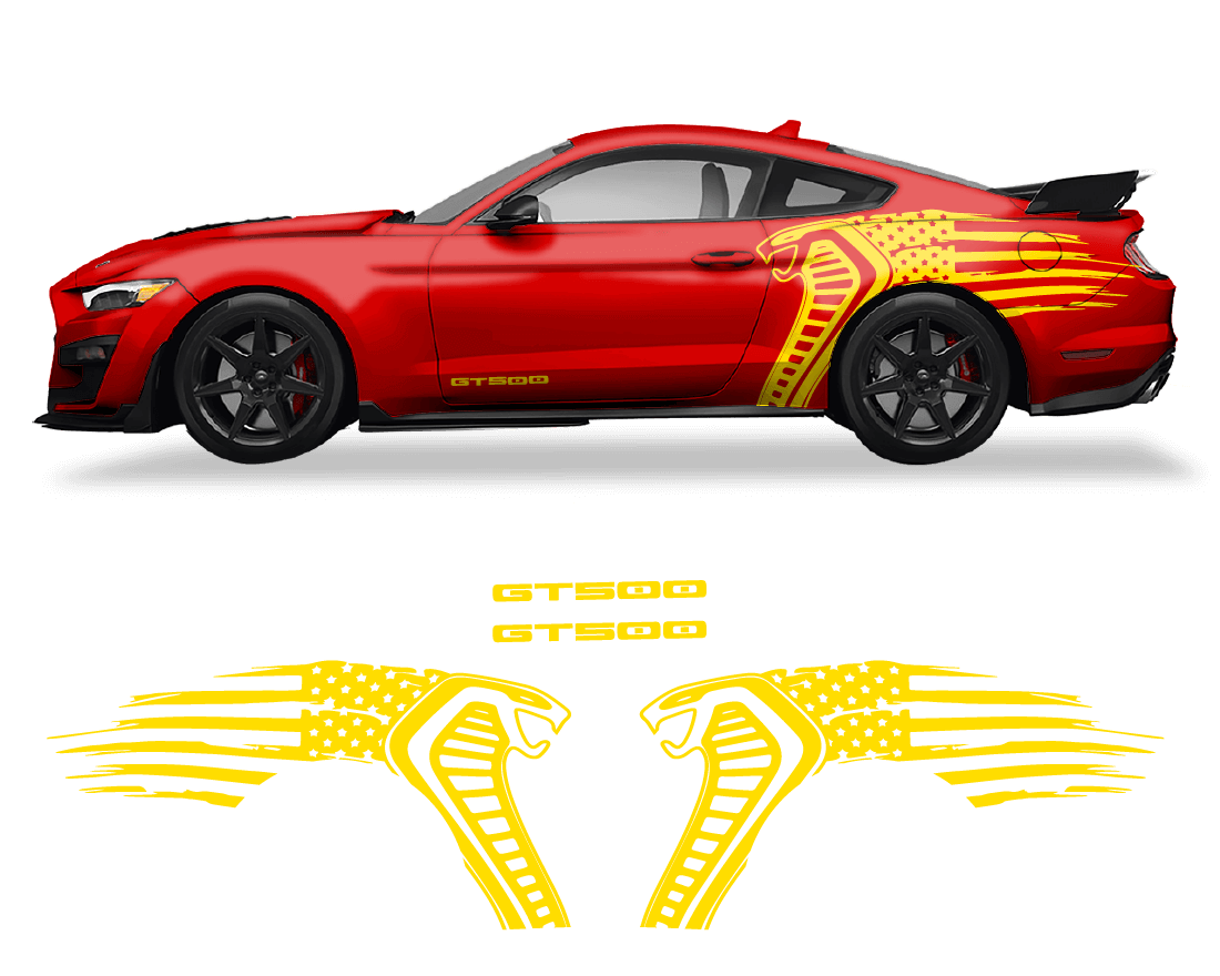 Ford Mustang Cobra USA Flag GT500 Graphics - sku-50951638352004-sku-50951638384772-sku-50951638417540-sku-50951638450308-sku-50951638483076-  DRIVEN - 4