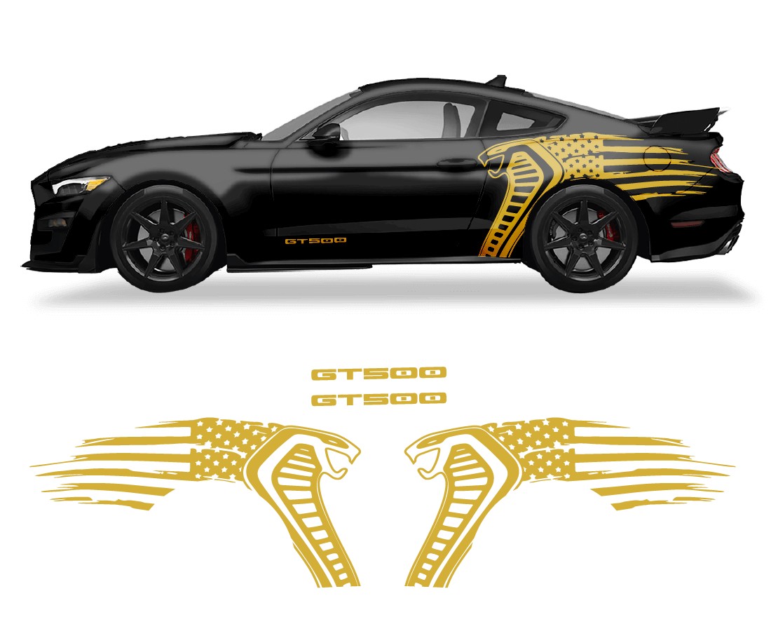 Ford Mustang Cobra USA Flag GT500 Graphics - sku-50951638352004-sku-50951638384772-sku-50951638417540-sku-50951638450308-sku-50951638483076-  DRIVEN - 1