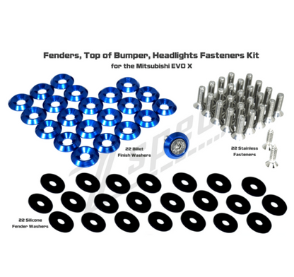 ZSPEC Fenders/Top-of-Bumper/Headlights Fasteners for 07-13 Mitsubishi Lancer EVO X 10, Stainless & Billet - ZSD-379567-ZSD-379574-ZSD-379581-ZSD-379598-ZSD-379604-  DRIVEN - 4