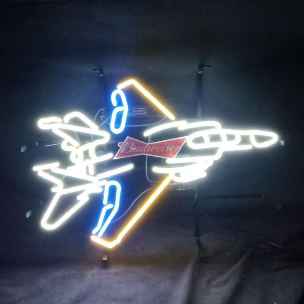 Fighter Plane Budweiser Beer Neon Signs - MA091-  DRIVEN - 1
