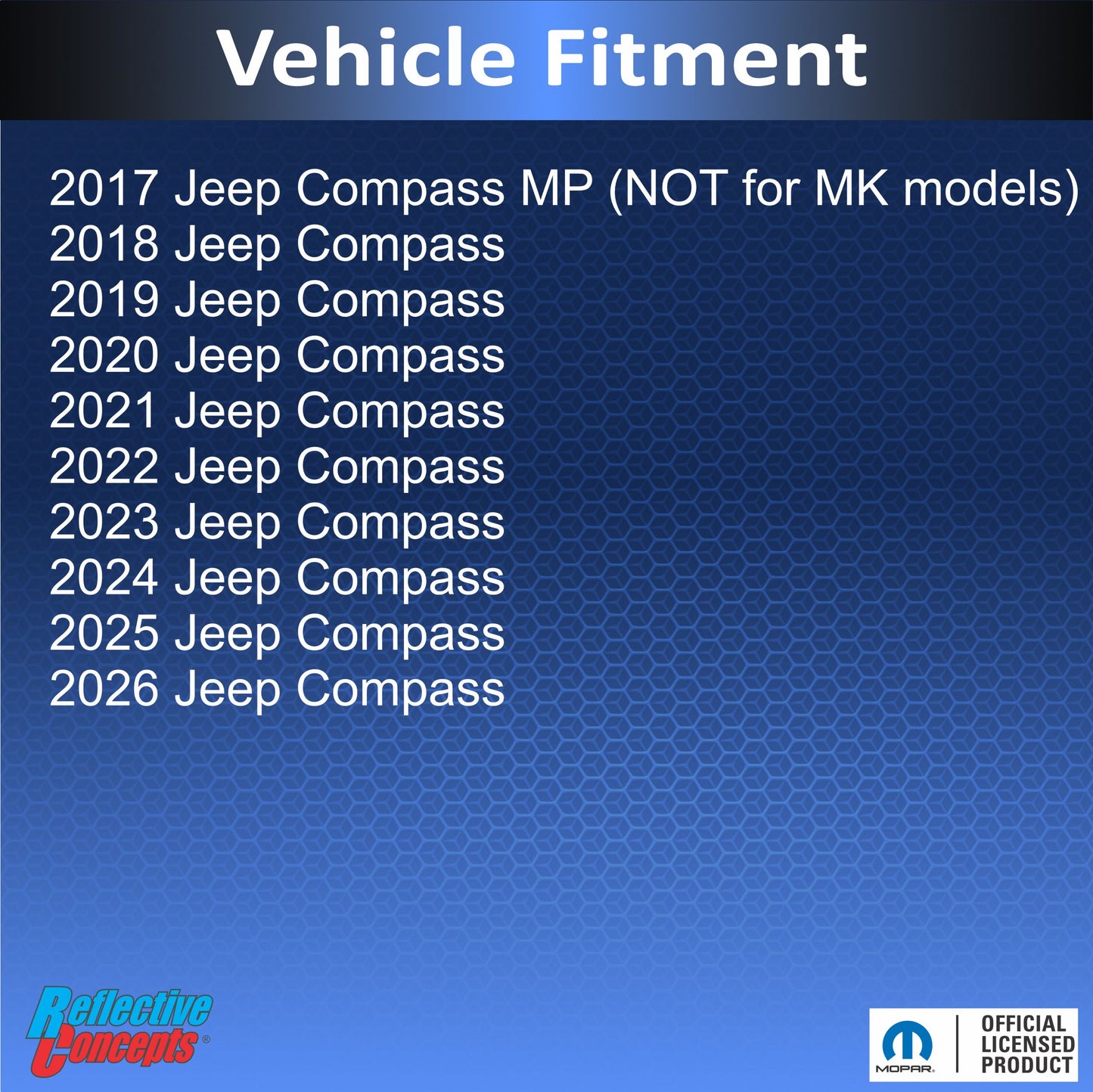 Jeep Emblem Overlay Decals   - Jeep Compass MP 2017-2026 - JeepCompass18:Jeep-B-01-JeepCompass18:Jeep-B-35-JeepCompass18:Jeep-B-69-JeepCompass18:Jeep-B-03-JeepCompass18:Jeep-B-37-  DRIVEN - 4