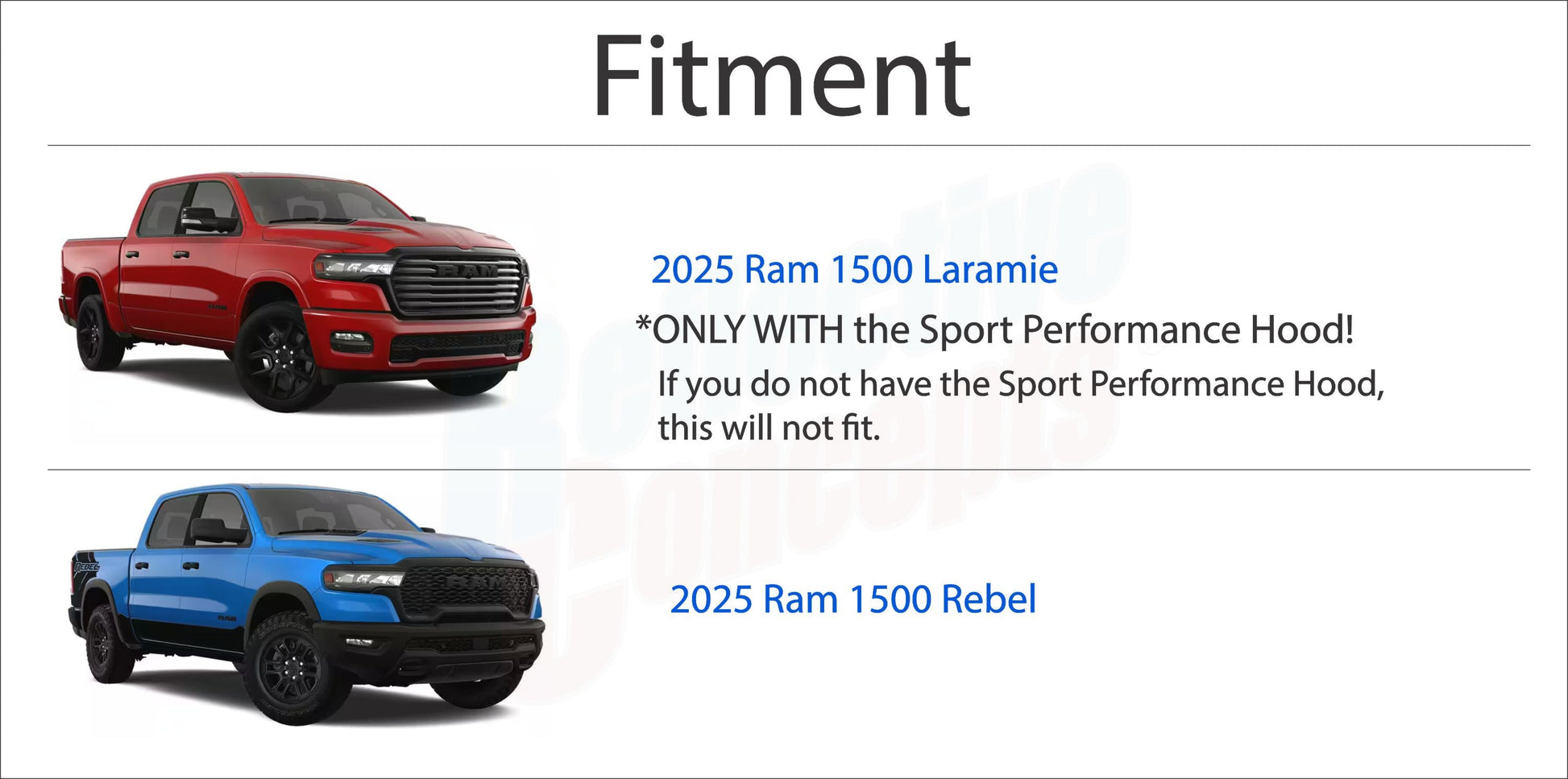 1500 SST Sport Performance Hood Emblem Overlay Decals - 2025 Laramie and Rebel - sku-46349164282043-  DRIVEN - 5