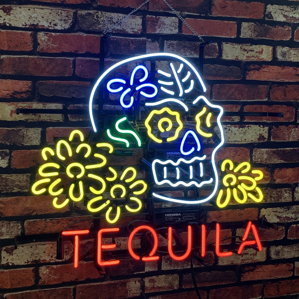 Tequila Lager Skull Bone with Flower Neon Signs Light - ME211-  DRIVEN - 2