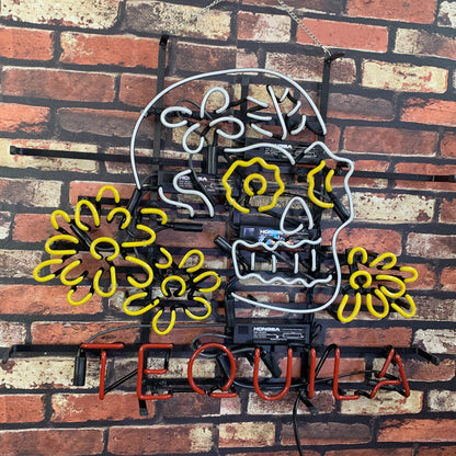 Tequila Lager Skull Bone with Flower Neon Signs Light - ME211-  DRIVEN - 5