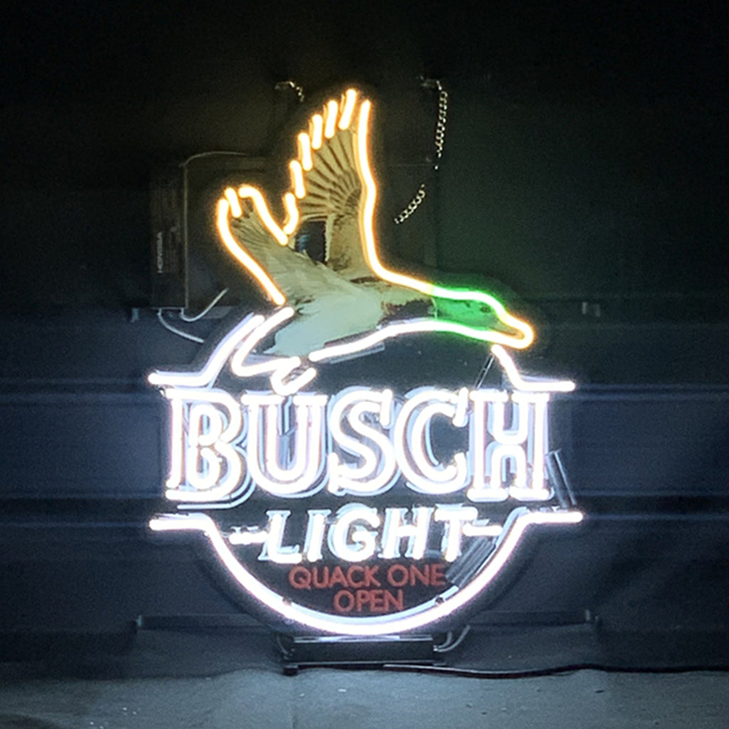 White Busch Light Flying Duck Quack One Open Neon Signs - sku-45870611890228-  DRIVEN - 1