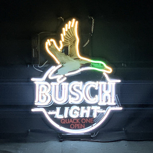 White Busch Light Flying Duck Quack One Open Neon Signs - sku-45870611890228-  DRIVEN - 1