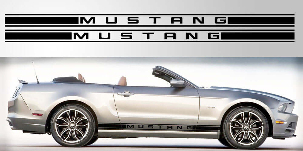 Mustang Center Logo Triple Stripe Vinyl Decal - sku-50952411512964-sku-50952411545732-sku-50952411578500-sku-50952411611268-sku-50952411644036-  DRIVEN - 1