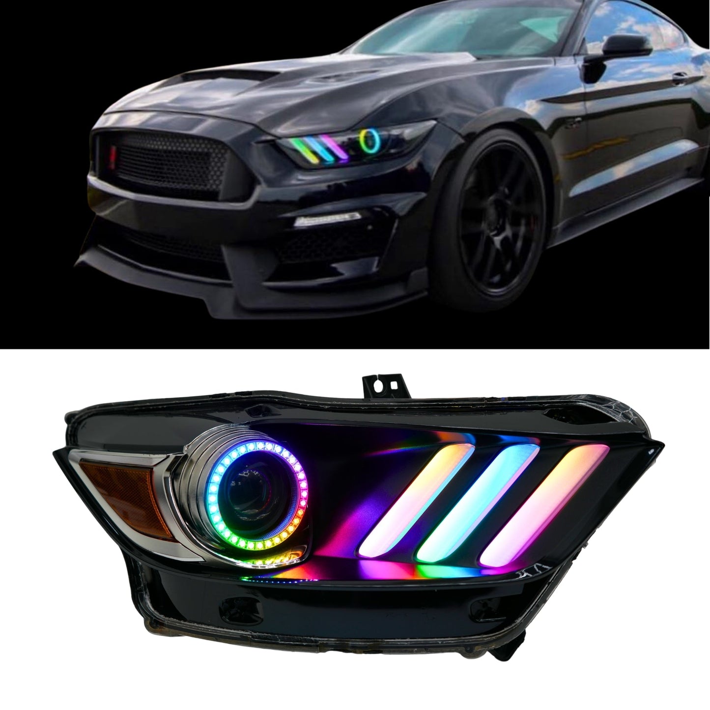 Ford Mustang Multicolor Flow Series DRL Boards (2015-2017) - F6 | A20 | P2   - BX1-F6 | B14 | A20 | P2   - BX1-  DRIVEN - 14