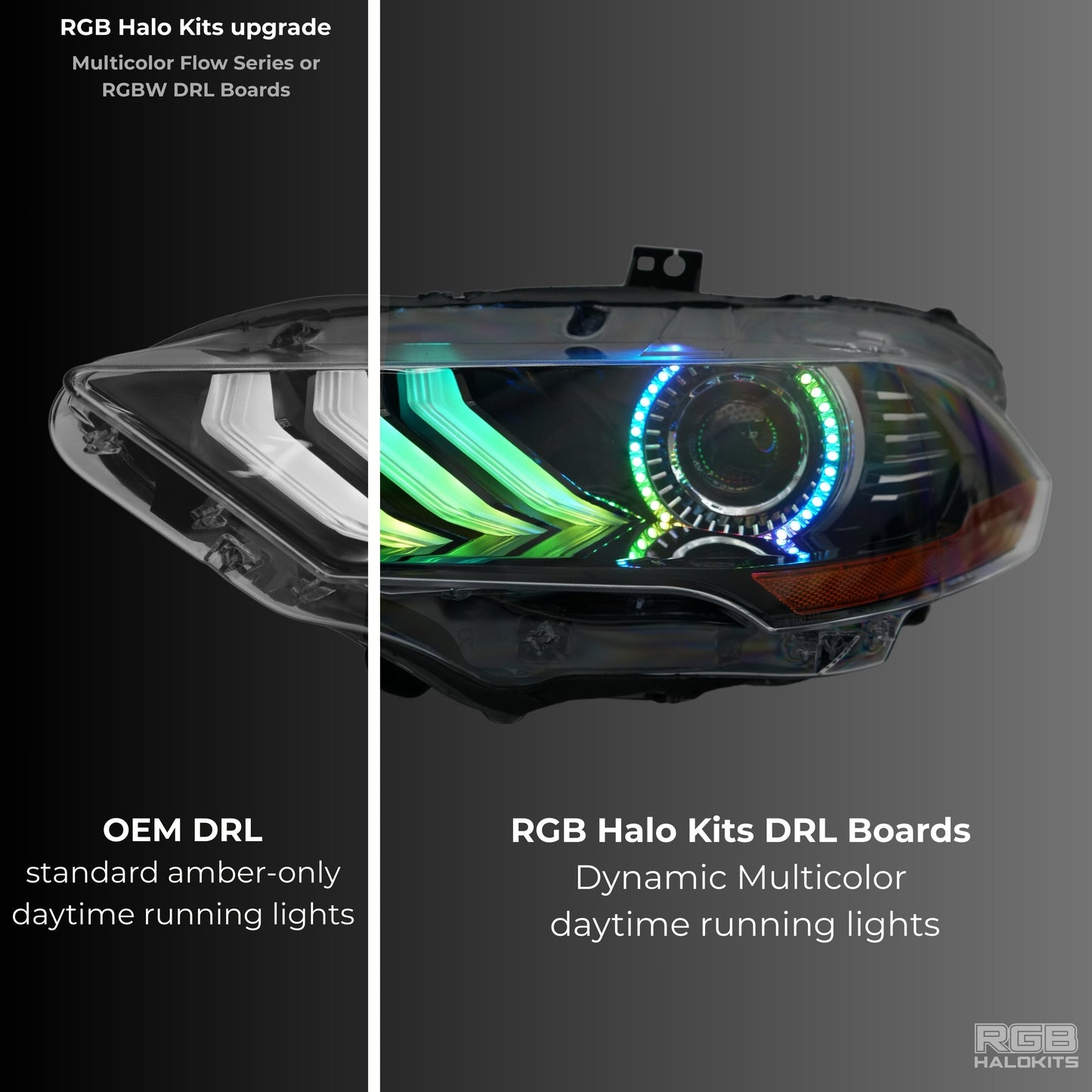 Ford Mustang Multicolor Flow Series DRL Boards (2018-2023) - F17 | A19 | P2   - BX1-F17 | A19 | P2   - BX1-  DRIVEN - 3