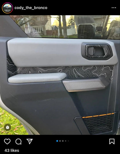 Topo Rear Interior Upper Door Card Insert Overlays (Printed Series) - 2021+ Bronco 4 Door - 21BRNINTDRRU-TPAMBL-21BRNINTDRRU-TPA51L-21BRNINTDRRU-TPAZL-21BRNINTDRRU-TPCGL-21BRNINTDRRU-TPCBNL-  DRIVEN - 3