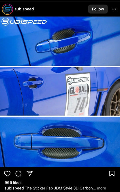 3D Carbon Fiber Vinyl Door Cup Protectors - 2015-2020 Subaru WRX / STI - 15WRX3D3D-  DRIVEN - 2