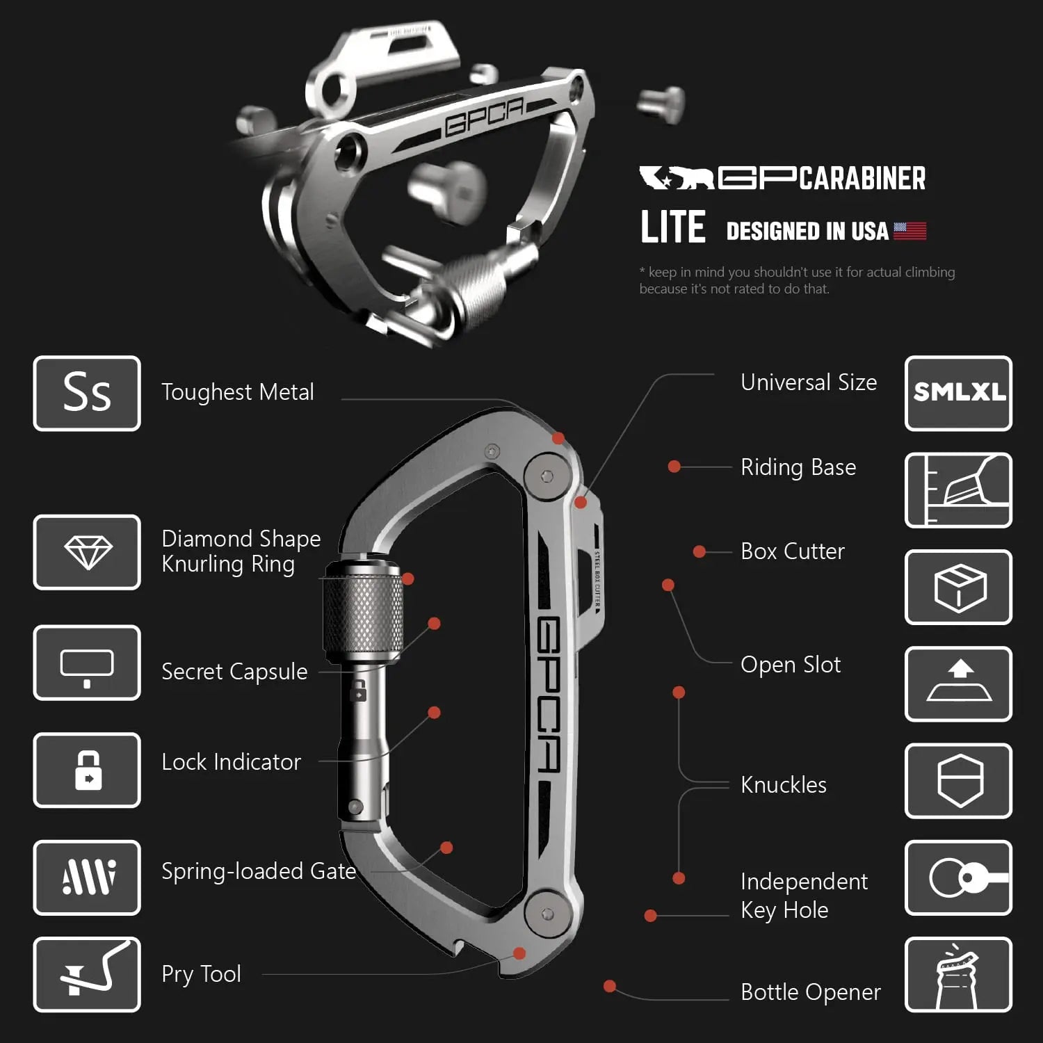 GPCA Carabiner LITE - GP-CARA-LT-CARA-LT-RR-1-CARA-LT-UCASE-1-CARA-LT-UCASE-RR-  DRIVEN - 11