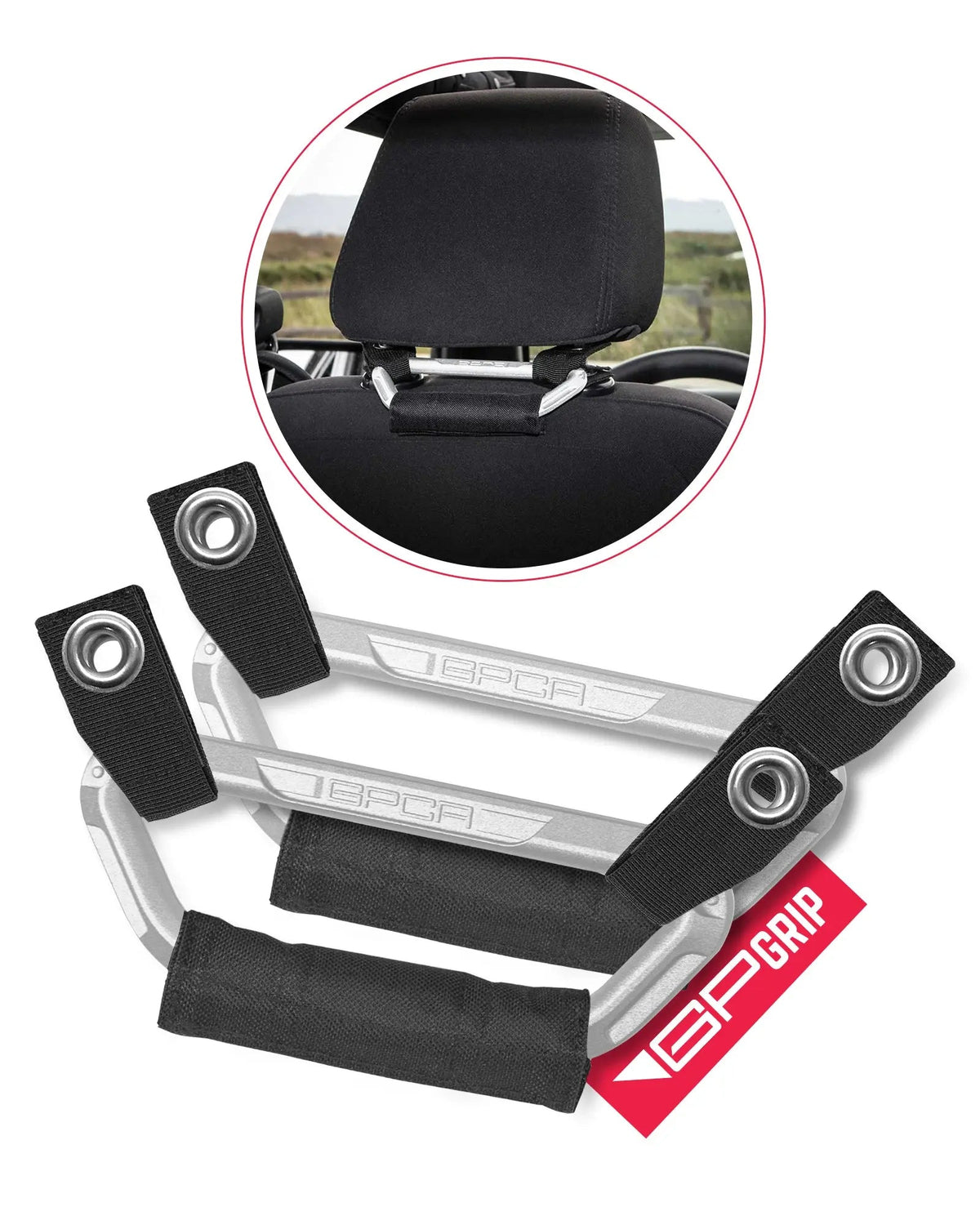 GP Back Grip PRO — Rear Headrest Handles for All Cars & Trucks - BG-P4-WHT-  DRIVEN - 22