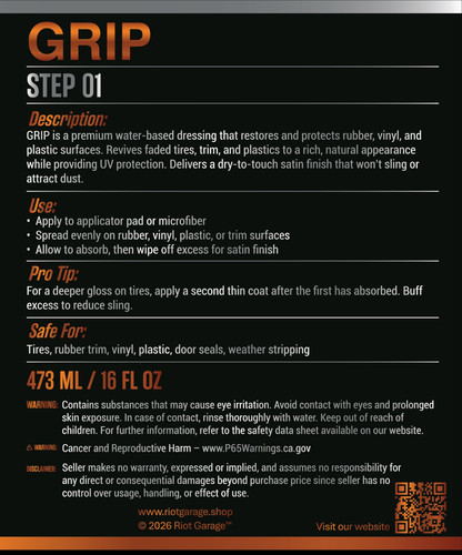 Step 01: GRIP - Tire & Trim Dressing