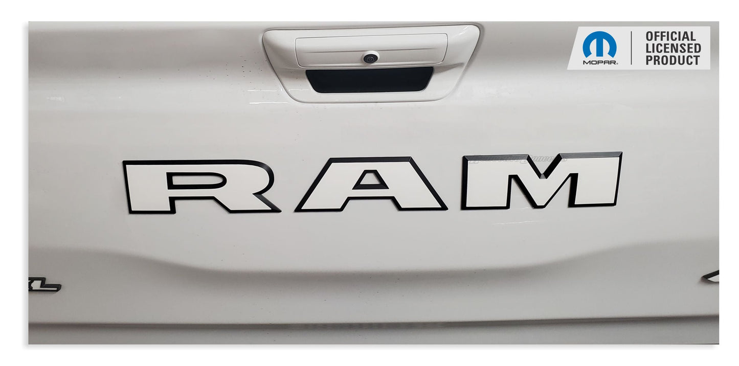 RAM Tailgate Emblem Overlay Decal   - 2019-2026 Ram 1500 Rebel - Ram19:RAM-R-01-Ram19:RAM-R-03-Ram19:RAM-R-02-Ram19:RAM-R-04-Ram19:RAM-R-05-  DRIVEN - 8