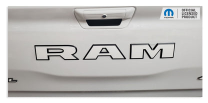 RAM Tailgate Emblem Overlay Decal   - 2019-2026 Ram 1500 Rebel - Ram19:RAM-R-01-Ram19:RAM-R-03-Ram19:RAM-R-02-Ram19:RAM-R-04-Ram19:RAM-R-05-  DRIVEN - 8