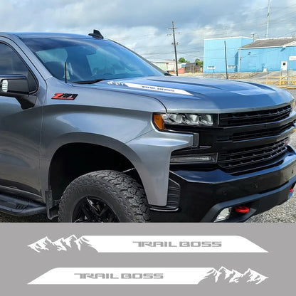 Hood & Side Graphic Decal for Chevrolet Silverado Trail Boss | Vinyl Truck Sticker - 200000182:10#Glossy Red-200000182:691#Glossy Gray-200000182:350852#Glossy Orange-200000182:350853#Carbon Fiber-200000182:350850#Matt Black-  DRIVEN - 2