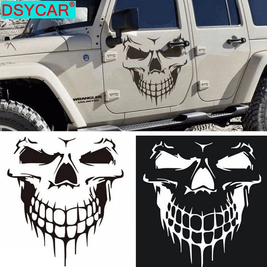 Large Reflective Skull Head Car Decal | 23.2" x 20.9" Vinyl Sticker for Cars, Trucks & Bikes - 200000182:496#Purple;5:361386-  DRIVEN - 1