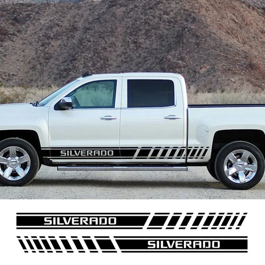 Door Side Stripe Decal for Chevrolet Silverado 1500 LT / LTZ / WT / Trail Boss / RST | Vinyl Truck Sticker - 200000182:350853#Carbon Fiber-  DRIVEN - 1