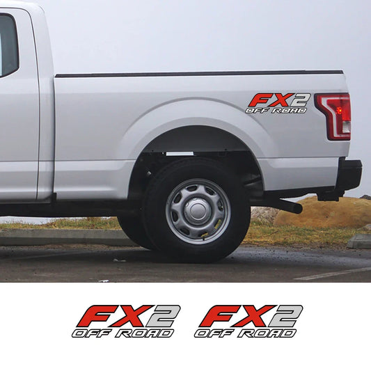 FX2 Off-Road Rear Trunk Side Decal | Universal Fit for Ford F-Series, Toyota Hilux / Tacoma & More - 200000182:496#Black Gray White-  DRIVEN - 1