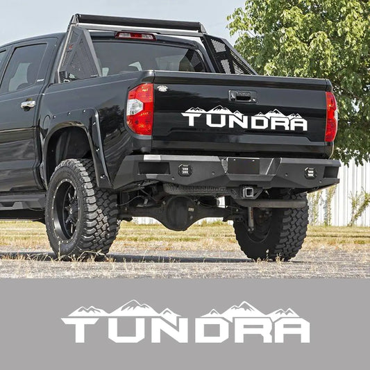 Mountain Tailgate & Rear Tail Decal for Toyota Tundra | Glossy Vinyl Truck Graphic - 200000182:350852#Glossy White-  DRIVEN - 1