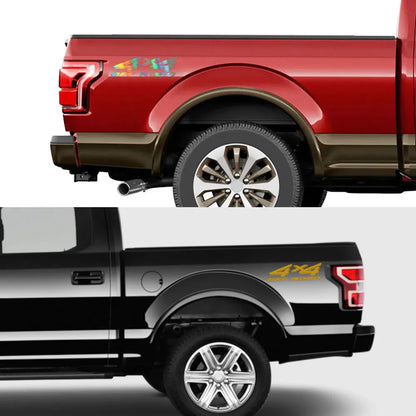 4x4 Off-Road Rear Trunk Side Decal for Ford F-Series F-150 / F-250 / F-350 | Vinyl Truck Body Sticker - 200000182:175#Glossy Blue-200000182:173#Matt Gold-200000182:496#Matt Silver-200000182:1052#Colorful Laser-200000182:691#Glossy Gray-  DRIVEN - 3