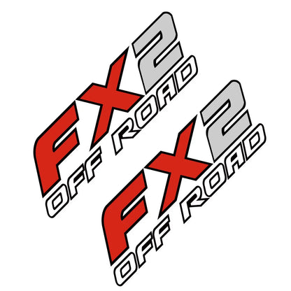 FX2 Off-Road Rear Trunk Side Decal | Universal Fit for Ford F-Series, Toyota Hilux / Tacoma & More - 200000182:496#Black Gray White-200000182:193#Gray Red Black-200000182:175#Black Gold Silver-200000182:29#White Red Black-  DRIVEN - 5