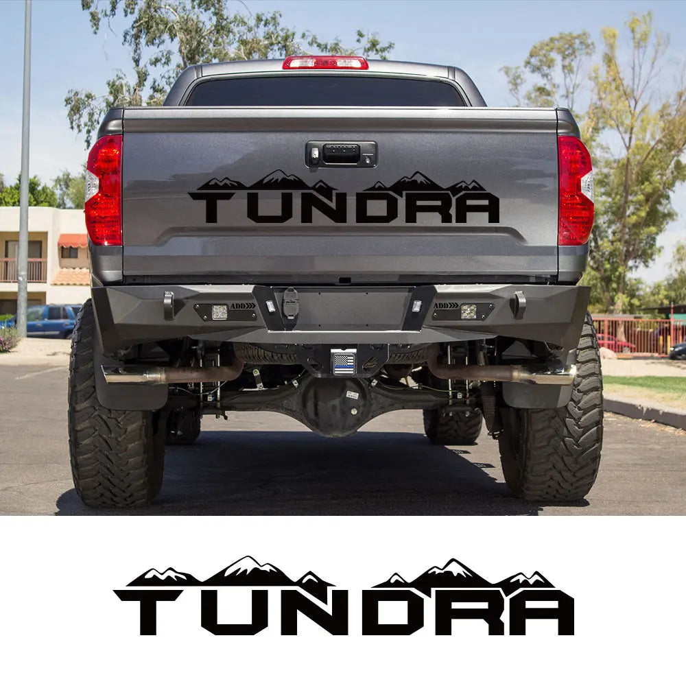 Mountain Tailgate & Rear Tail Decal for Toyota Tundra | Glossy Vinyl Truck Graphic - 200000182:350852#Glossy White-200000182:350850#Glossy Black-200000182:366#Matt Gold-200000182:193#Glossy Blue-200000182:173#Glossy Yellow-  DRIVEN - 2
