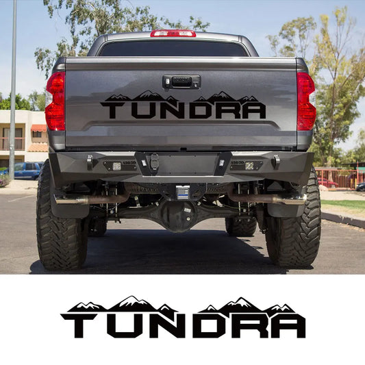 Mountain Tailgate & Rear Tail Decal for Toyota Tundra | Glossy Vinyl Truck Graphic - 200000182:350852#Glossy White-  DRIVEN - 2
