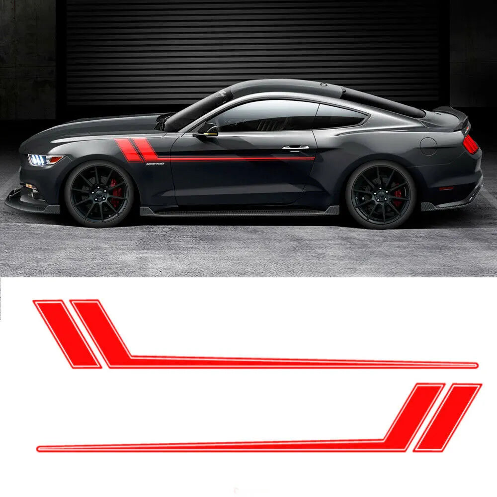 Sport Racing Red Hockey Stripe Decal for Ford Mustang | 2-Piece Door & Fender Vinyl - 200000182:193-200000182:10-200000182:29-200000182:366-200000182:350852-  DRIVEN - 1