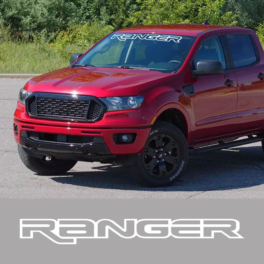 Front Windshield Logo Graphic Decal for Ford Ranger | Custom Vinyl Film Truck Cover - 200000182:1052#Colorful Laser-200000182:350850#Matt Black-200000182:173#Matt Gold-200000182:496#Matt Silver-200000182:366#Glossy Yellow-  DRIVEN - 1