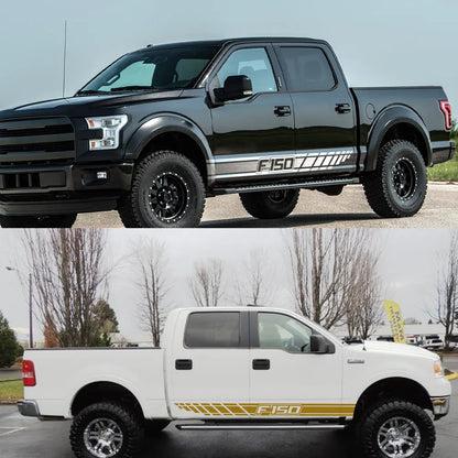 Long Body Stripe Door Side Decal for Ford F-150 Raptor | Full-Length Vinyl Truck Graphics - 200000182:350850#Matt Gold-200000182:350853#Matt Silver-200000182:771#Carbon Fiber-200000182:173#Glossy Blue-200000182:29#Glossy White-  DRIVEN - 3