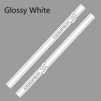 Side Stripe Decals for Mini Cooper (R50, R52, R53, R56, R57, R58, R59, R61) | 2-Piece Vinyl Kit - 200000182:200006152#Colorful Laser-200000182:200004890#Matt Black-200000182:10#Glossy Red-200000182:350853#Matt Sliver-200000182:29#Glossy White-  DRIVEN - 7