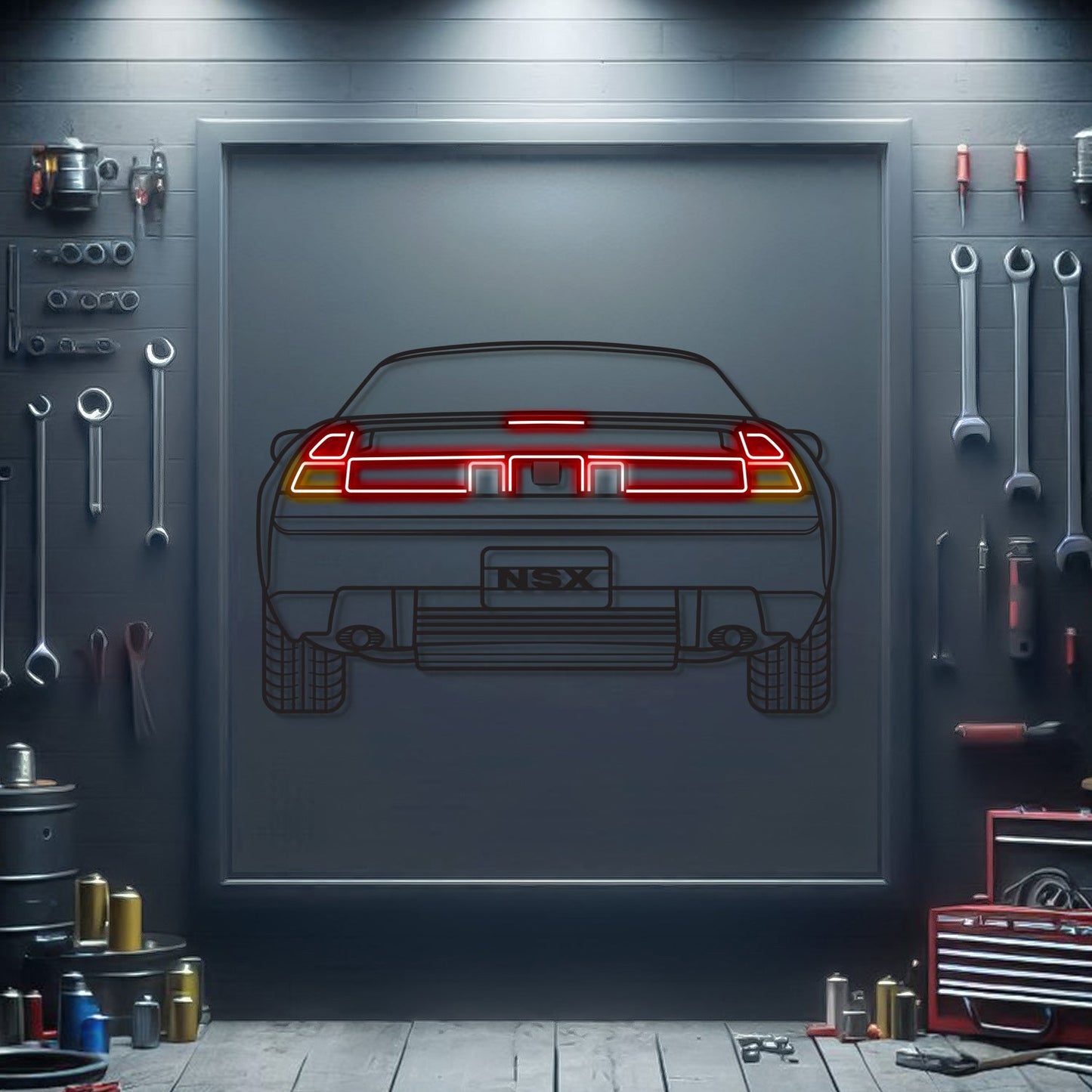 NSX Back View Metal Neon Car Wall Art - MTN0194 - MTN0194W99-MTN0194W115-MTN0194W140-  DRIVEN - 1