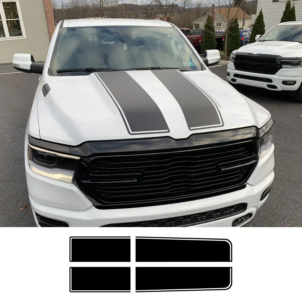Hood & Tailgate Graphic Decal for Dodge RAM 1500 / 2500 Hemi / Rebel | Custom Vinyl Truck Sticker - 200000182:350850#Matt Gold-200000182:350853#Matt Sliver-200000182:771#Carbon Fiber-200000182:29#Glossy White-200000182:200006152#Colorful Laser-  DRIVEN - 1