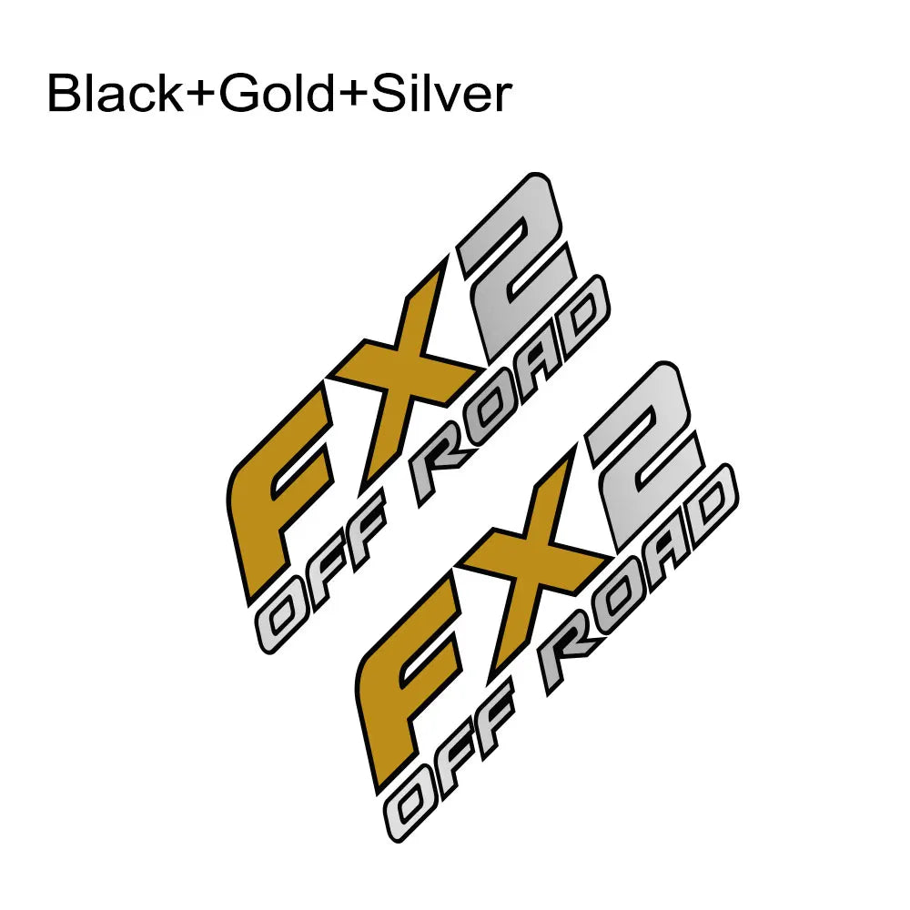 FX2 Off-Road Rear Trunk Side Decal | Universal Fit for Ford F-Series, Toyota Hilux / Tacoma & More - 200000182:496#Black Gray White-200000182:193#Gray Red Black-200000182:175#Black Gold Silver-200000182:29#White Red Black-  DRIVEN - 8